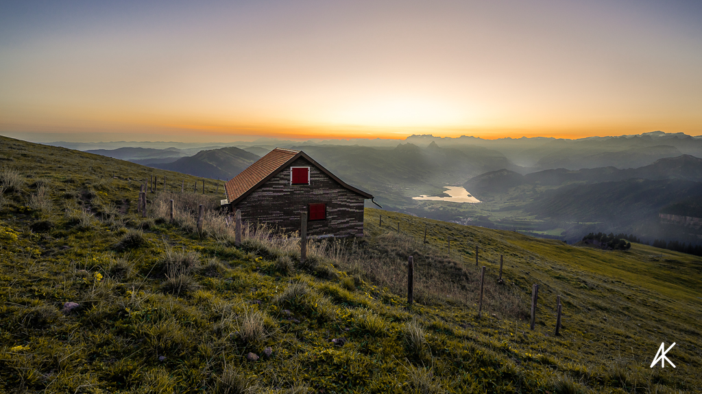 Momente vor dem Sonnenaufgang.